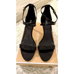 Michael Kors Ava Mid Sandal Black Patent Leather